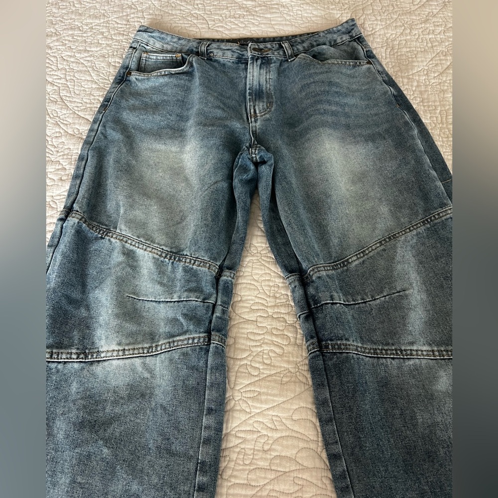 Cali 1850 Women's 11/30 Wide Barrel Light Wash Jeans Y2K Skater Boho Retro Baggy